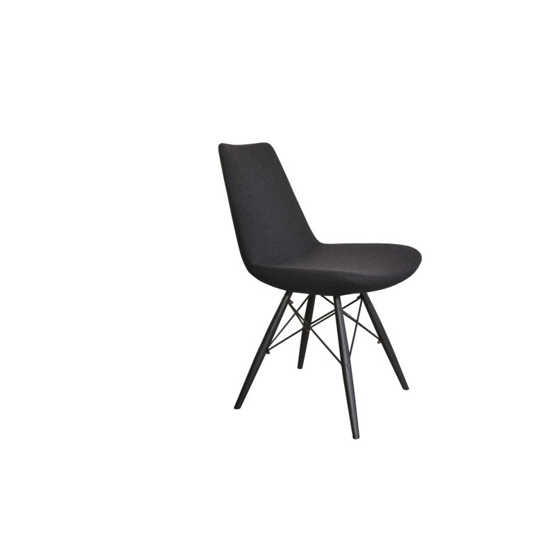 Eiffel MW Chair, Natural Tubes / Chrome Wires, Black Faux Leather