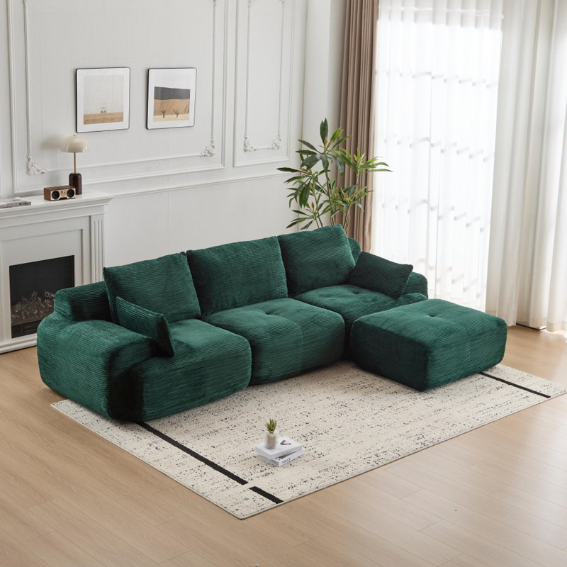 Canapé modulaire personnalisable en velours côtelé - Mousse à mémoire de forme adaptée aux animaux de compagnie, sans assemblage pour une utilisation dans plusieurs pièces