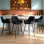 Modern Velvet/Suede Upholstered Bar Stool with Diamond Tufted Back, Counter Height Chair with Black Metal Legs-8452102