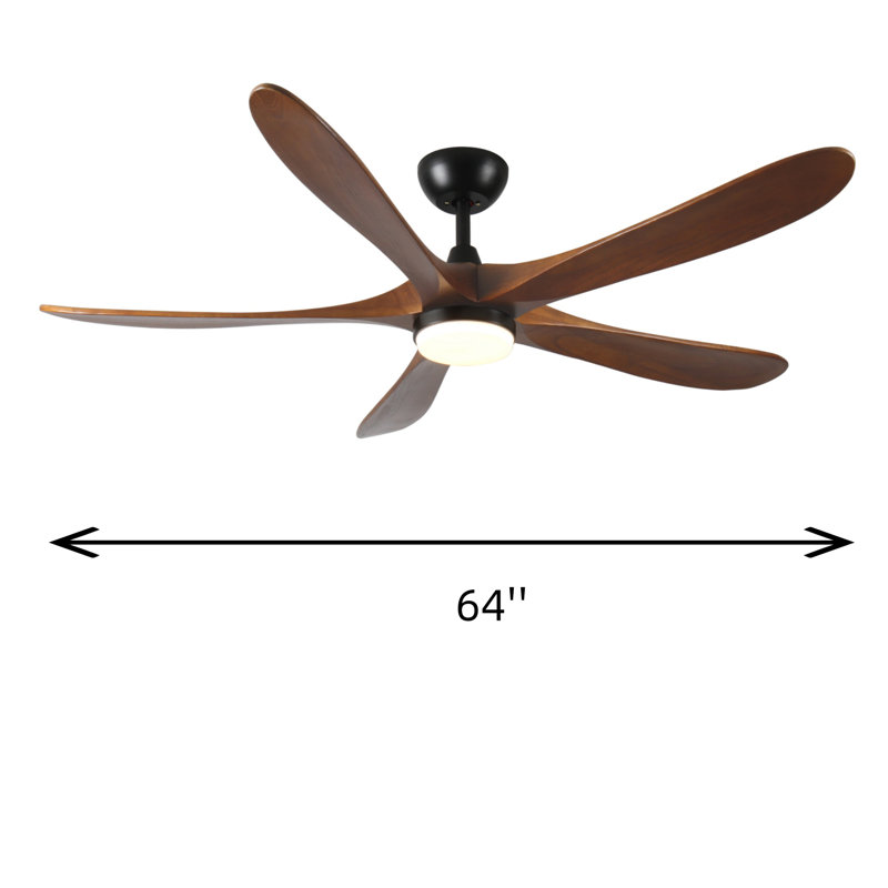 Ventilateur de plafond 5 pièces en bois massif, 62 po de largeur