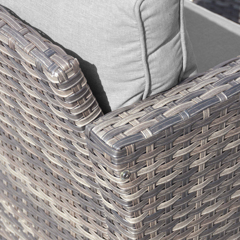 Ensemble de conversation avec canapé en rotin 6 pièces avec coussins GRST, Gris