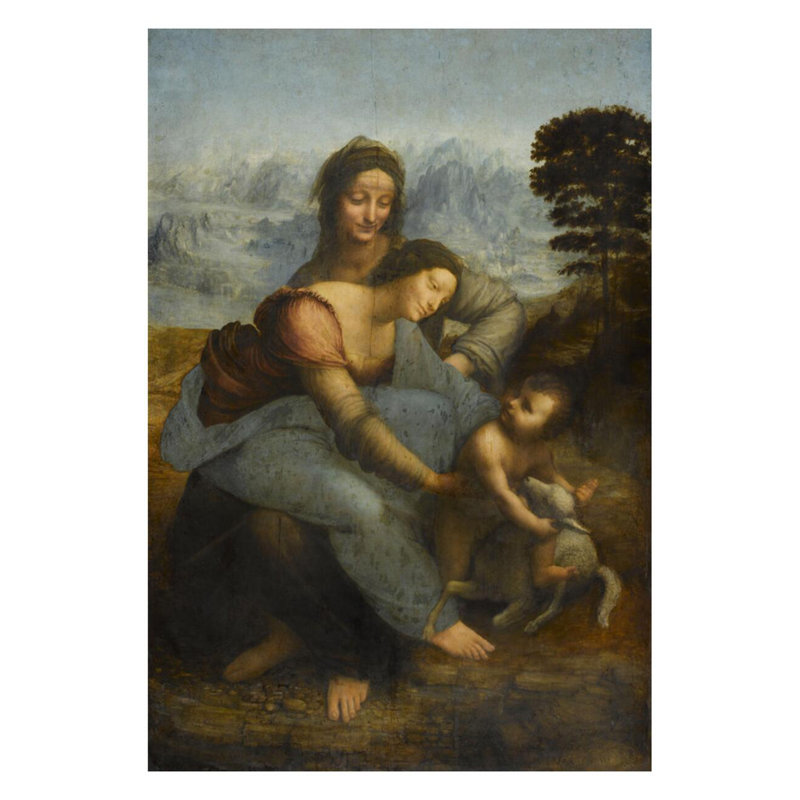 «La Vierge L'enfant Jesus et Sainte Anne» par Leonardo Da Vinci - Estampe numérique, H 28 po x l 22 po