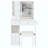 Small Size Left Drawer Desktop Vanity Table + Cushioned Stool, 2 AC+2 USB Power Station, Hair Dryer Bracket, Extra Large Touch Control Sliding LED Mirror, Tri-Color Switching, Brightness Adjust-1669419659