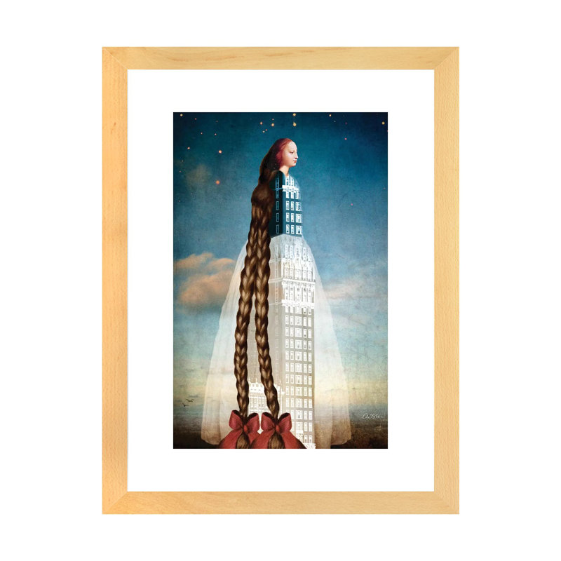 «Raiponce» par Catrin Welz-Stein - impression d'art graphique, H 32 po x l 24 po x P 1 po, Blanc