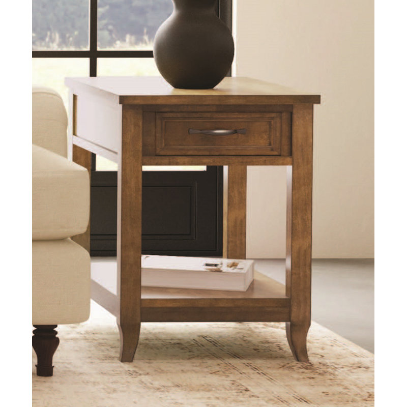 Table de bout rectangulaire en bois d'amande Eufemia