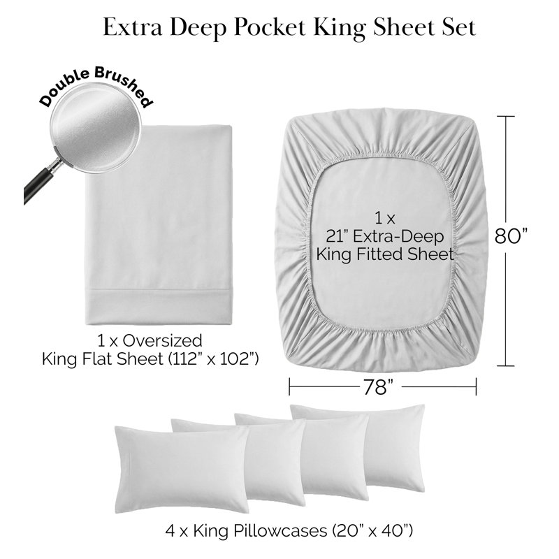 Vilano Springs Extra Deep Pocket Sheet Set, 6-Piece Ultra Soft Microfiber Sheets and Pillow Cases, Wrinkle Resistant, Easy Care