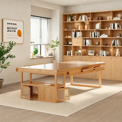 Ash Wood Drawer Storage Large Board Writing Desk