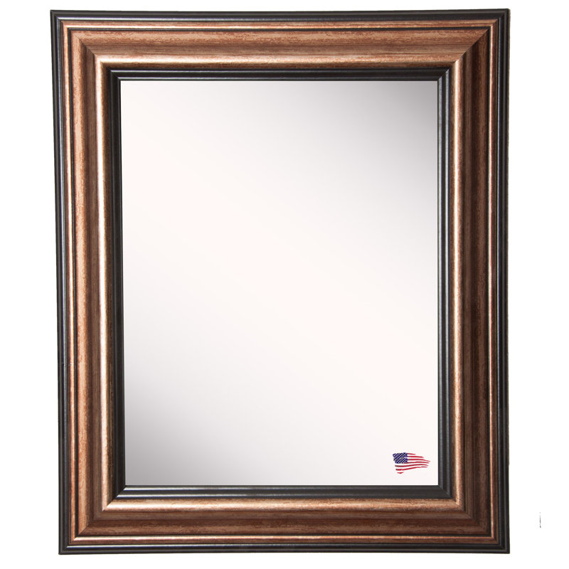 Miroir de salle de bain traditionnel, Cuivre et noir, H 46 po x l 40 po