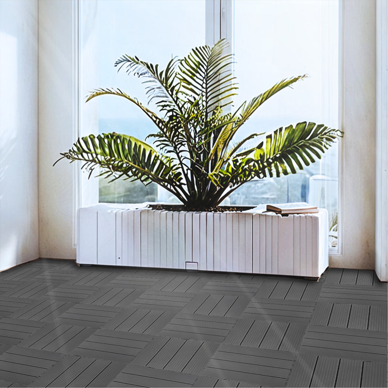 Ensemble de tuiles de terrasse en plastique composite de 35 pièces, Gris foncé