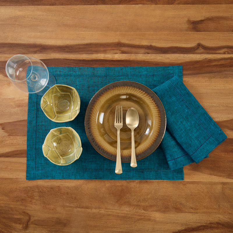 Milan - 100% Pure Linen Dinner Napkins, Chambray Teal