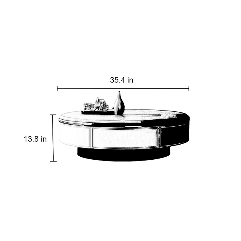 Modern simple round coffee table living room, 13.8" H x 35.4" L x 35.4" W