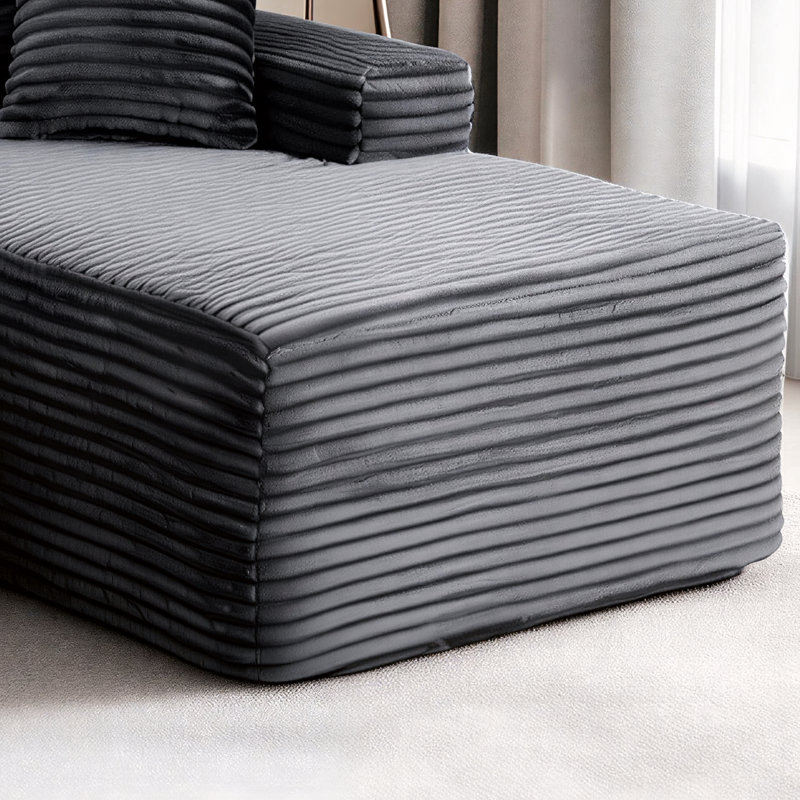 106.6-Inch L-Shaped Cloud Corner Sofa, Modern Minimalist Deep Seat Design, Ready To Use In Living Room Or Bedroom Without Assembly, Gray.