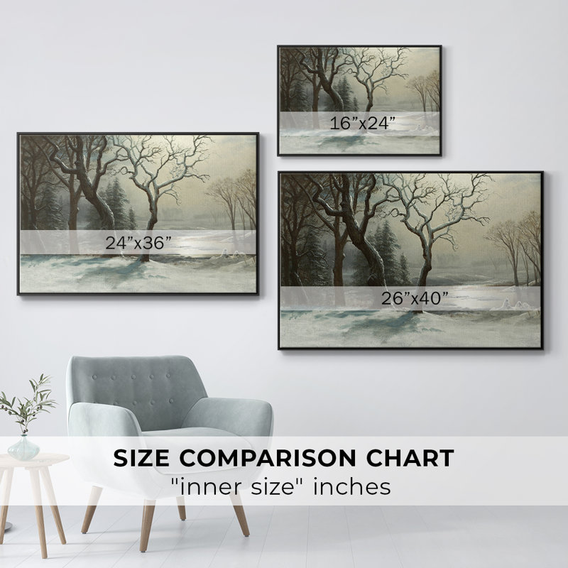 Paysage rétro - Mix, Toile avec cadre flottant noir, H 17 po x l 25 po x P 2 po