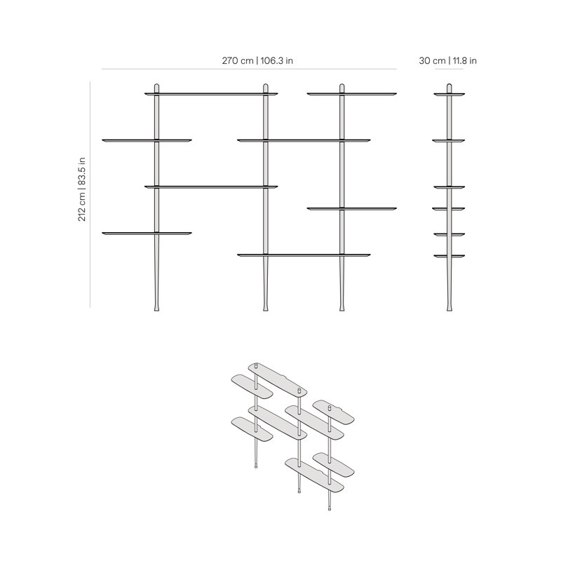Étagère en bois massif l 106,3 po Axis, Noir