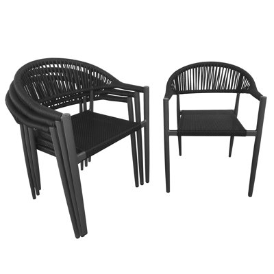 Rattan Indoor/Outdoor Stacking Patio Dining Armchair Restaurant Chairs by Bayou Breeze