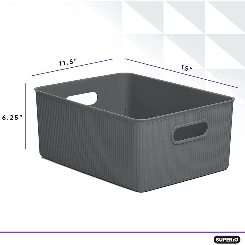 Ribbed Plastic Box Set, 2, Gray