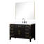 48 po L x P 22 po. Meuble-lavabo simple en chêne noir avec comptoir en marbre, robinet et grand miroir suspendu de 46 po