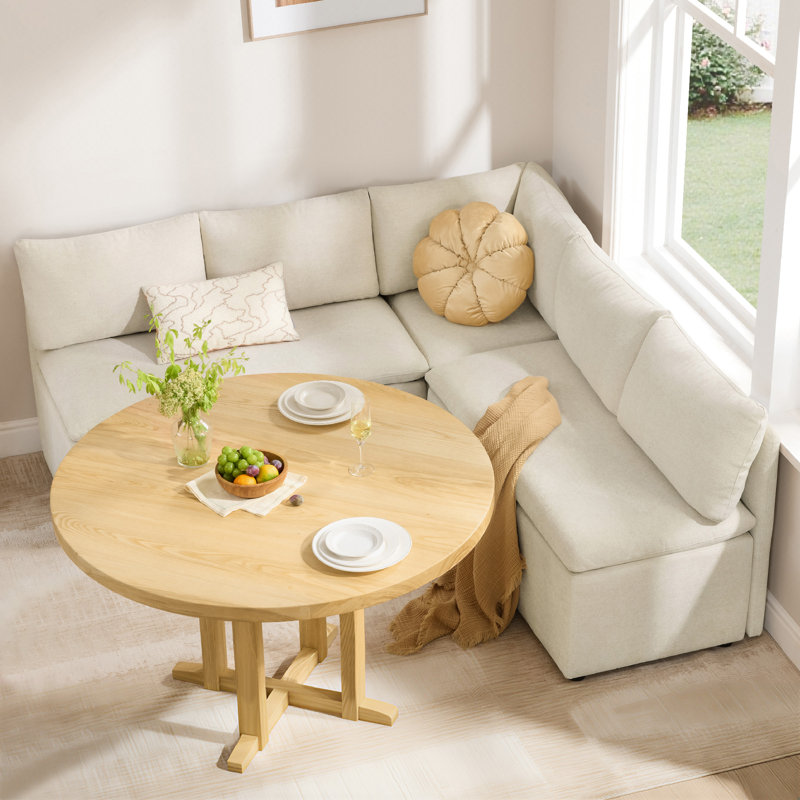 Banquette de coin de salle à manger rembourrée avec rangement, Lin lin