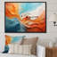 Teal Orange Bold Abstract Flow Collage I - Dams, art mural-153594432-153594433