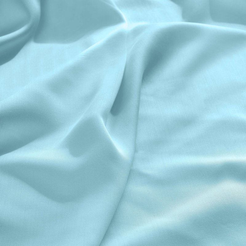 Superior 300 Thread Count 100% Rayon From Bamboo Solid Deep Pocket Bed Sheet Set, Light Blue, Queen 4pc Set