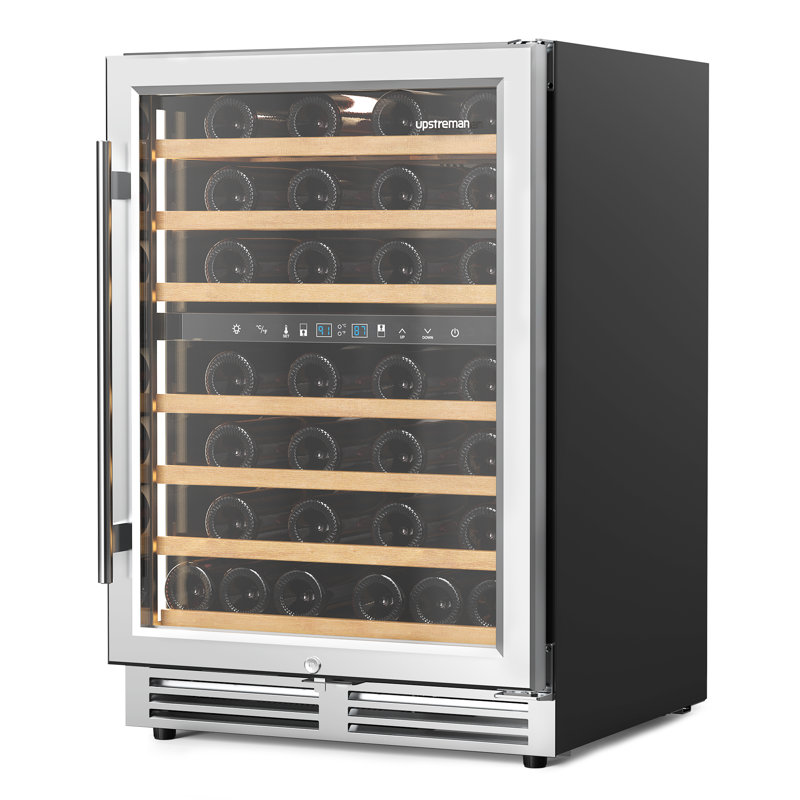 54 Bottles Dual Zone Wine Cooler With Stainless Steel Glass Door