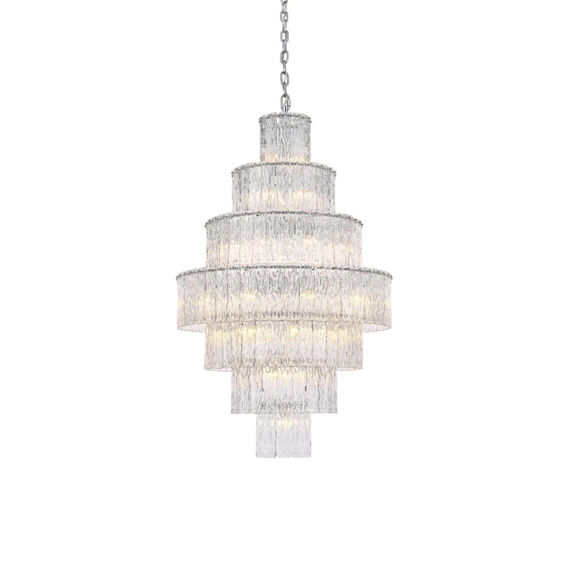 Lustre en verre 32 po Georgina, Chrome chrome