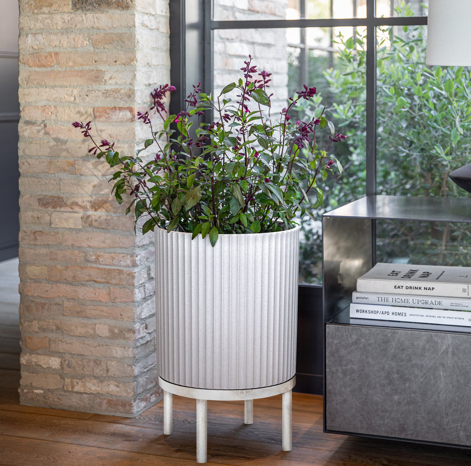 Demi Pot Planter, 22" H x 14.75" W x 14.75" D, White/White, 1