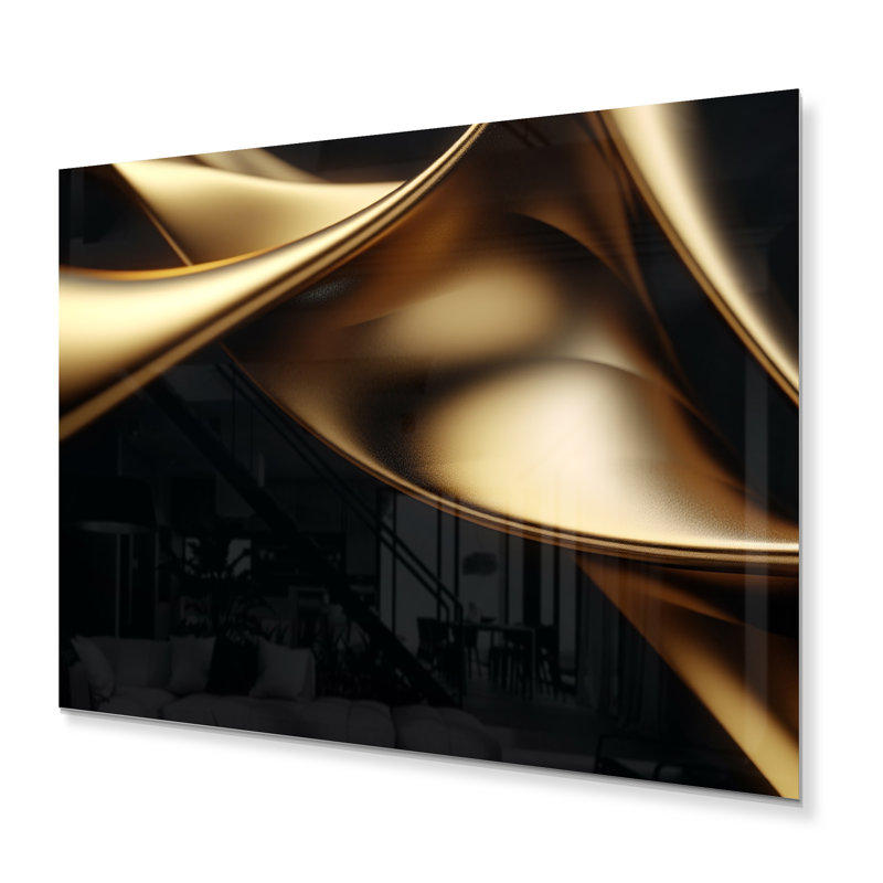 Décoration murale en métal doré et noir surréels I - Fractales, H 12 po x l 20 po x P 1 po