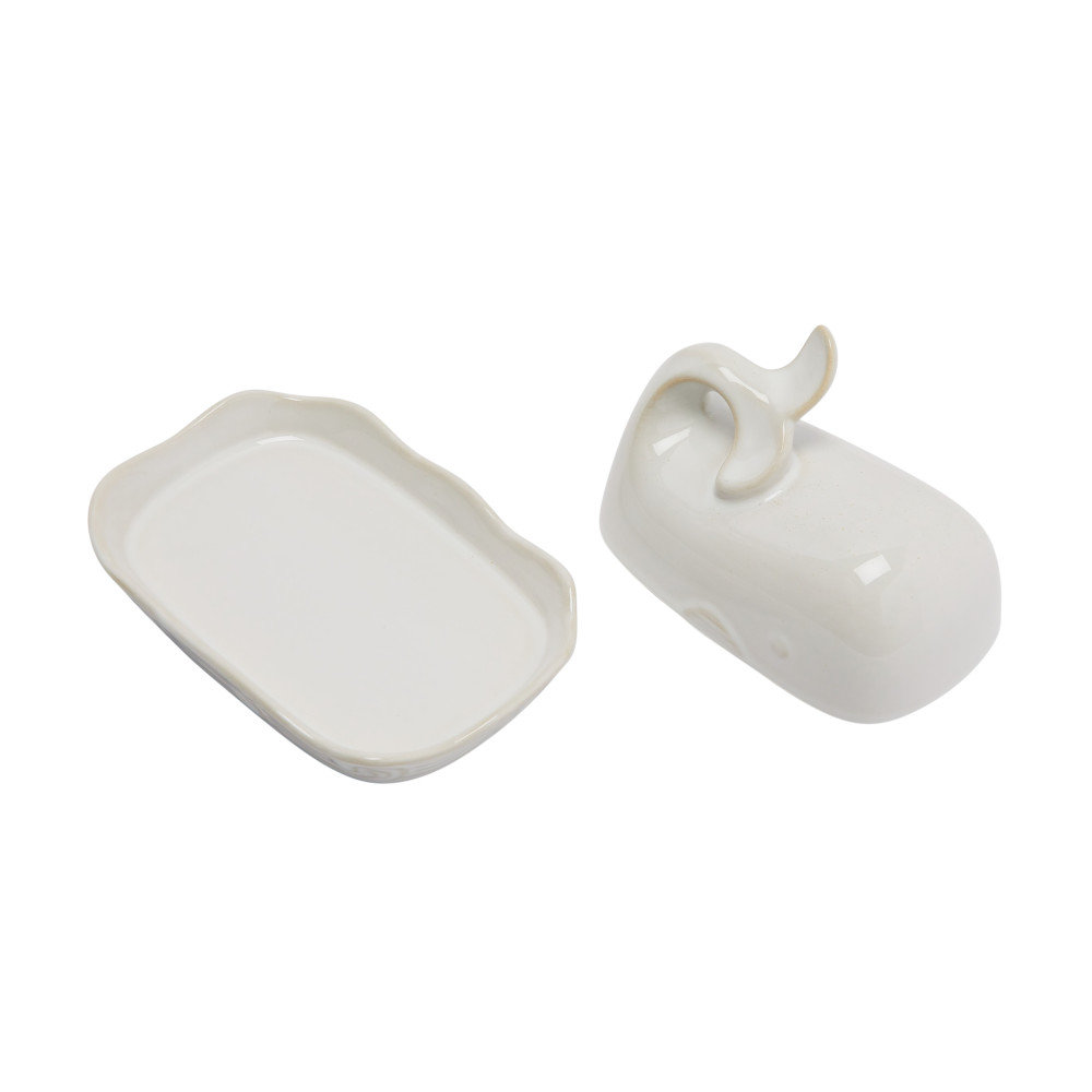 Leonida Novelty Ceramic Butter Dish, White