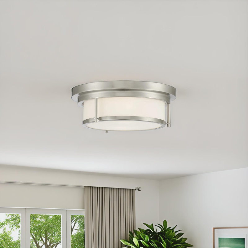 Candiss 2-Light 13" Flush Mount in Brushed Nickel, Brushed Nickel