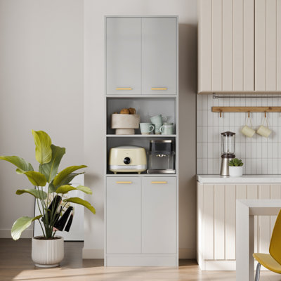 Armoire de cuisine Schnur de 75 po de hauteur avec rangement ouvert et tablettes réglables pour la salle à manger, le salon, la buanderie et la salle de bain