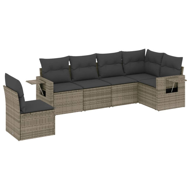 Ensemble de canapé de jardin en rotin PE gris, acier thermolaqué, mousse, polyester Vidaxl