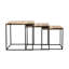 3 tables gigognes en bois naturel et noir avec pieds en métal et pieds en métal rustique