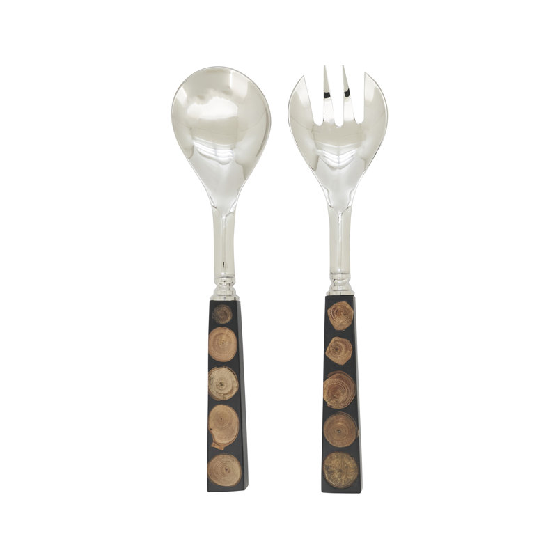 Artisan Wood & Resin Salad Server Set