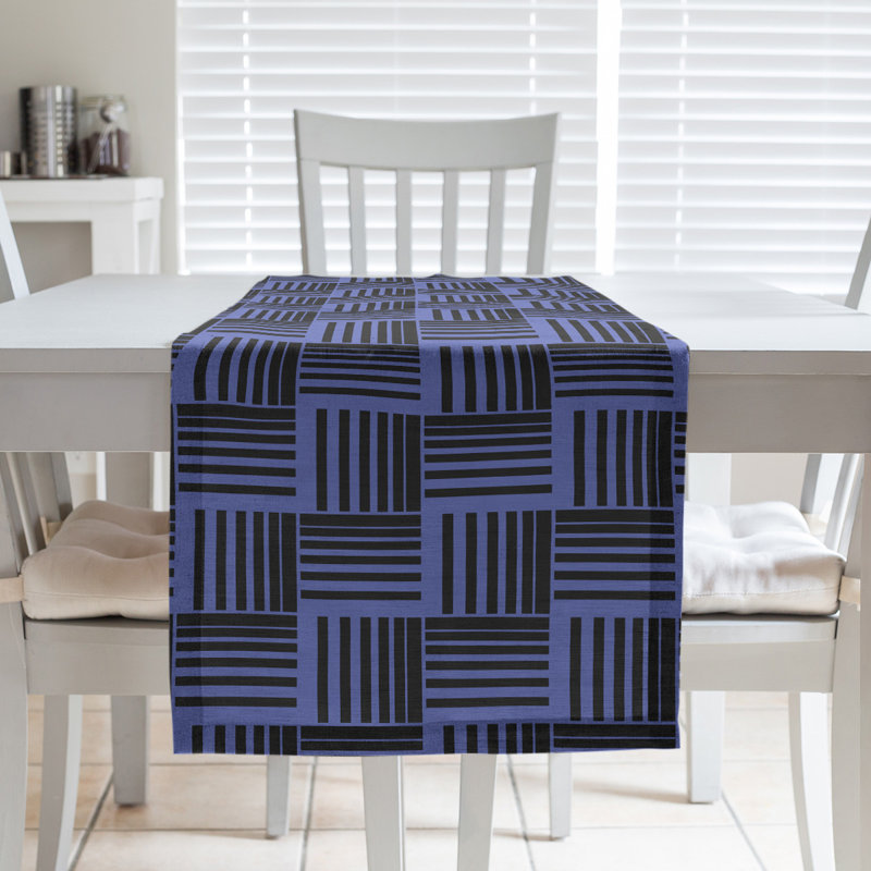 Fractured Stripes Table Runner, 16" x 90", Denim Blue
