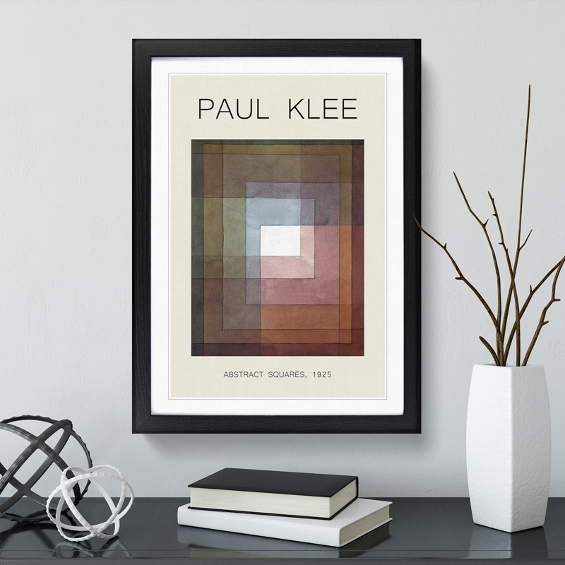 Watercolour Squares by Paul Klee - Picture Frame Art Prints, 48cm H x 36cm W x 2cm D, Black Framed