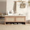 Banc de rangement en PP avec coussin, armoire à chaussures en faux rotin avec 2 portes, siège d'entrée en bois de style Mid-Century moderne, pour chambre à coucher, couloir, vestibule