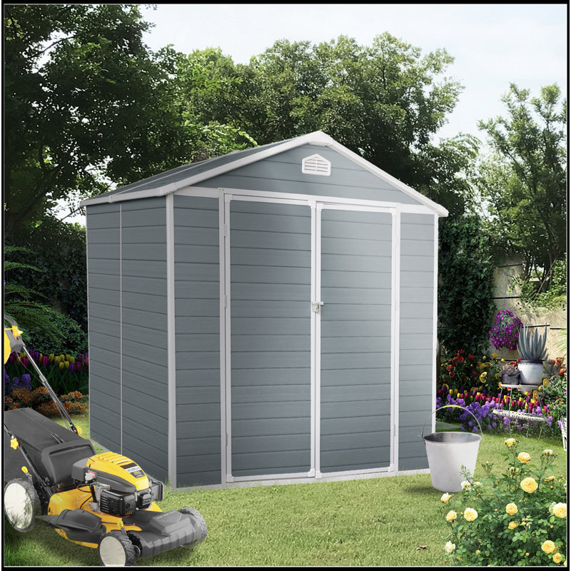 Remise de rangement extérieure en résine 6X8pi - pour ranger les meubles de patio, gris, Gris
