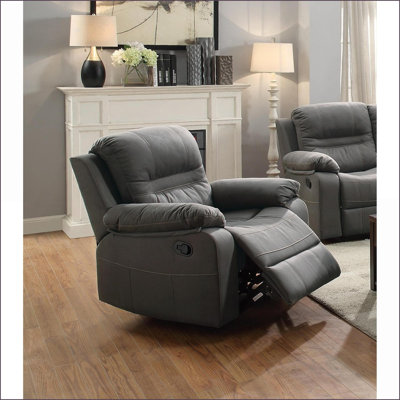Fauteuil inclinable et oscillant oscillant, similicuir respirant bleu ardoise | Contemporain | Métal Bois | Fauteuils inclinables