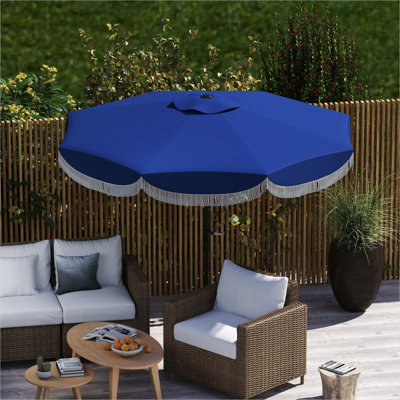 Parasols et accessoires avec parasol de 9 po, métal et espace extérieur et polyester bleu marine