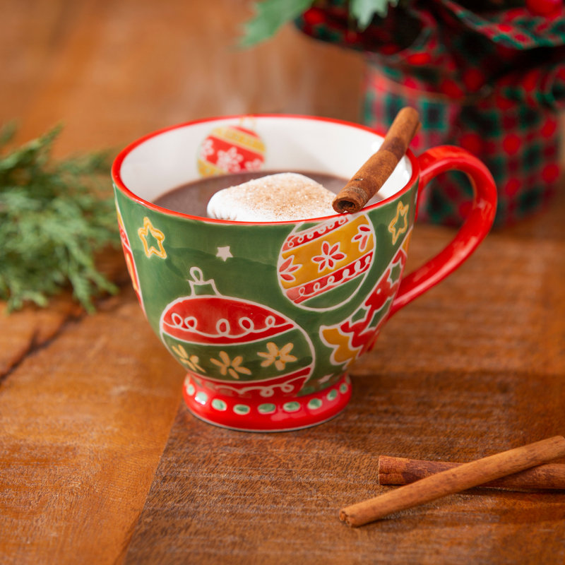 Tasse en céramique peinte à la main 14 oz, ornements