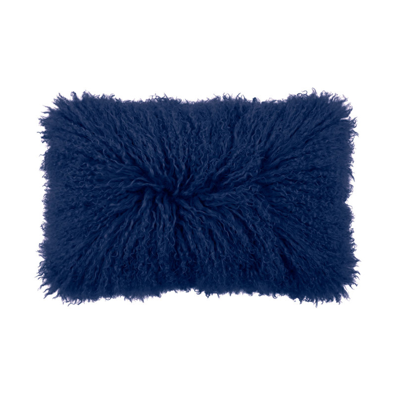 Tibetan Lamb Sheepskin Pillow by Outpost Original, 22" x 12", Navy