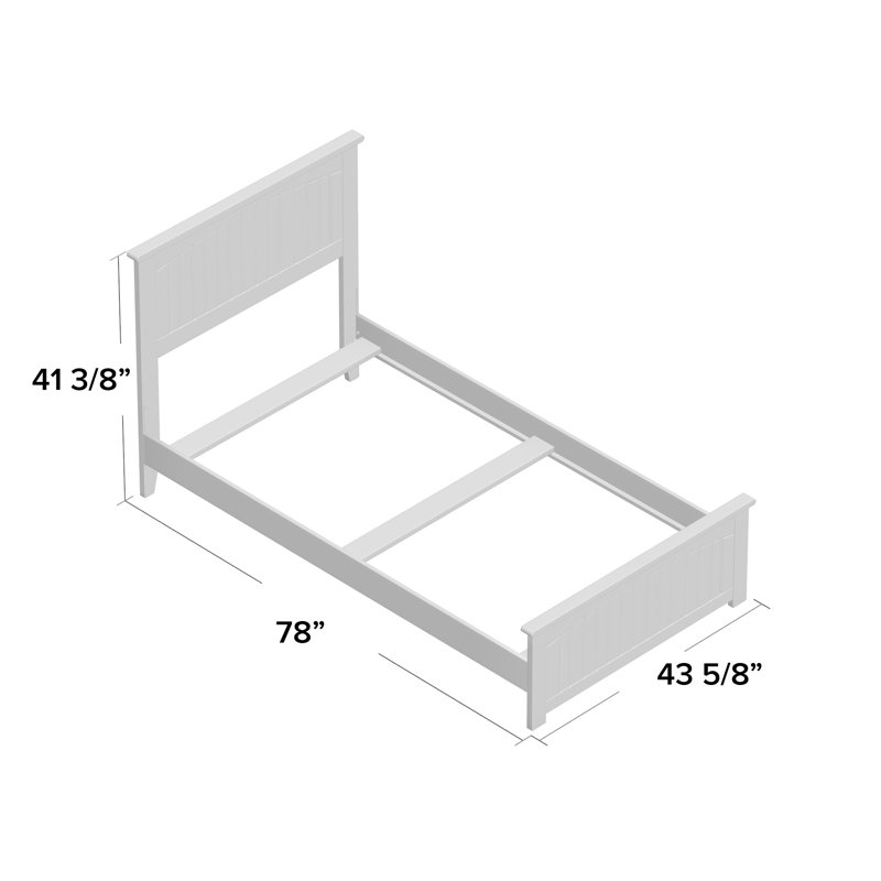 Lit de base en bois massif Graham avec pied de lit assorti, Blanc, Simple
