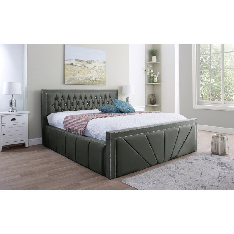 Adeleke Upholstered Bed, Asphalt, Double (4'6)