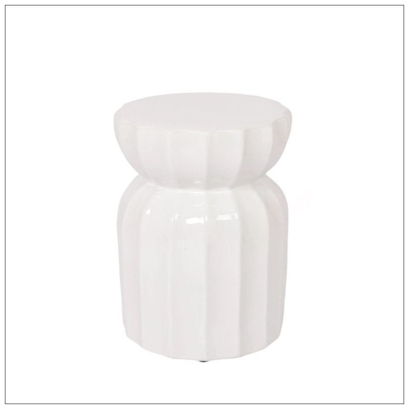 Tabouret de bar en céramique émaillée 13 po x 17 po - Table d'appoint intérieure / extérieure - Tabouret de jardin décoratif