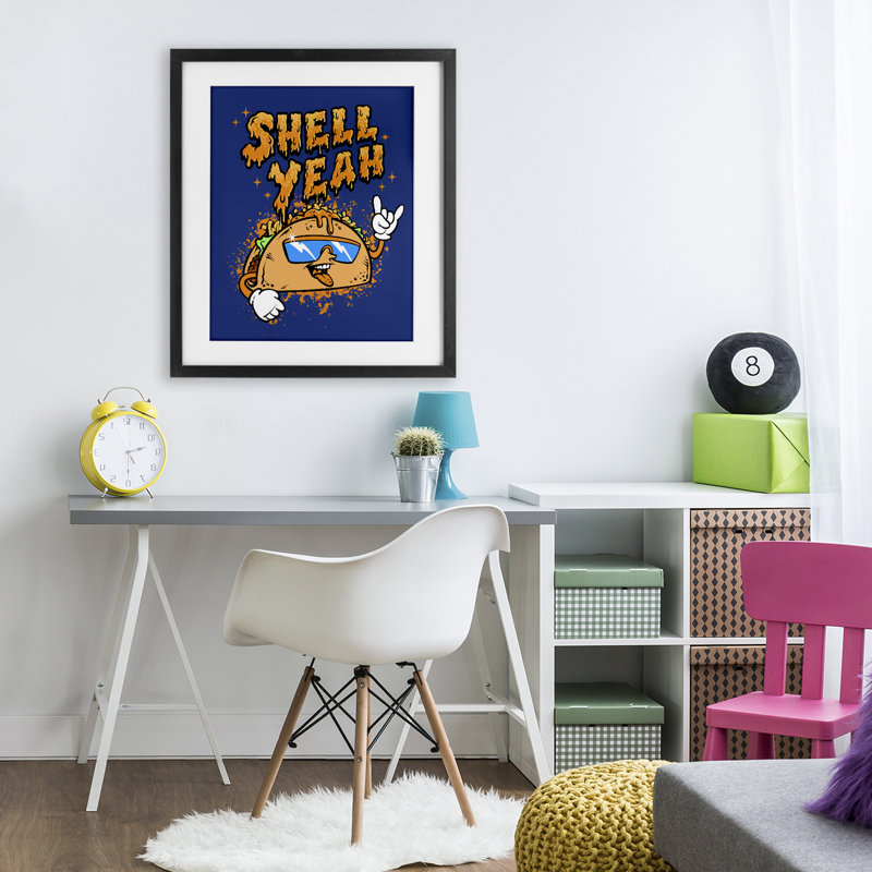 «Shell Yeah» par Taco, Cadre noir minuit, H 21 po x l 17 po