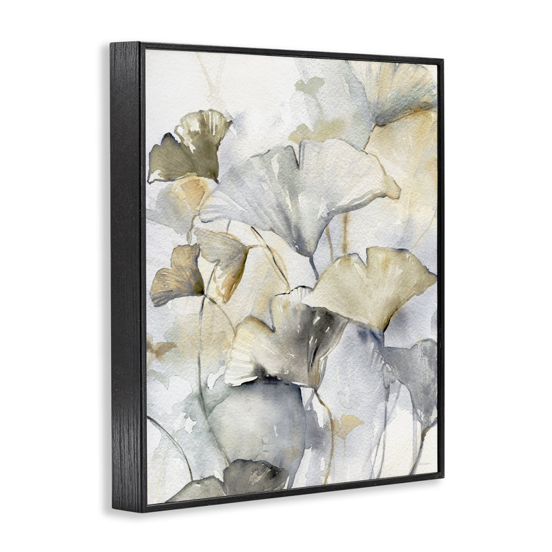 Abstract Gingko Leaves White Framed Giclee Art by Carol Robinson, H 20 po x l 16 po, Giclée encadrée noir minuit