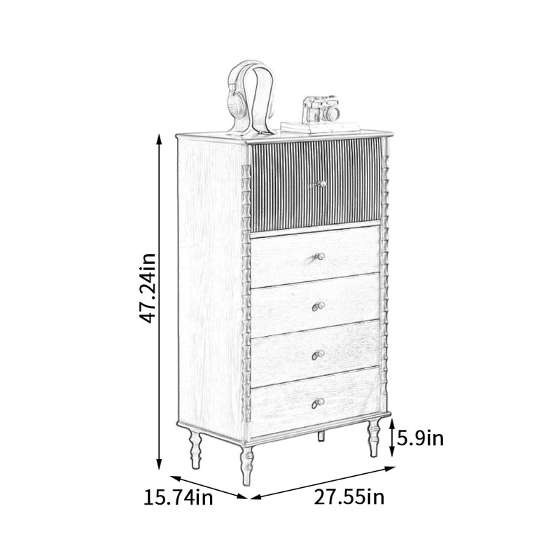 Armoire de rangement à 5 tiroirs de style français