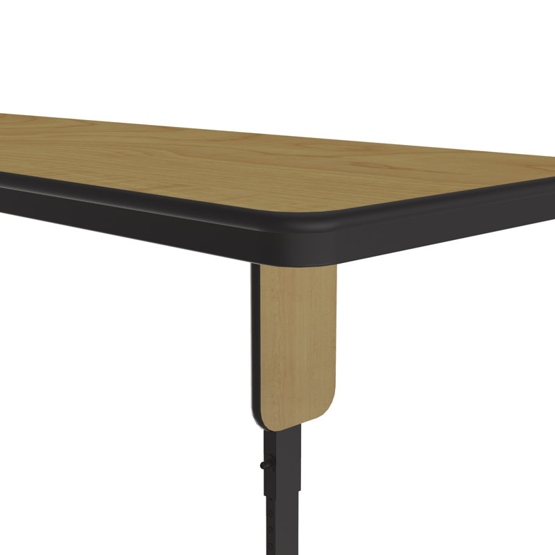 Rectangle Height Adjustable Modular Training Table, Fusion Maple, 30" H x 72" W x 18" D