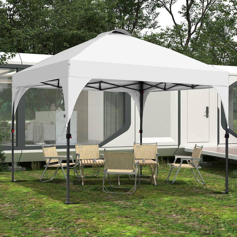 Abri de patio en acier 8 x 8 pi, Blanc / Blanc